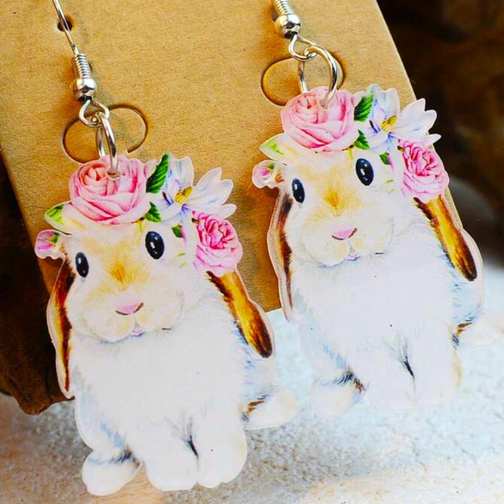 Floral Bunny Earrings